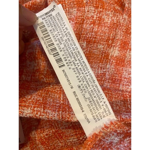 Zara Women's Orange Pleated Tweed Mini Skirt Blogger Fave Size Medium New - Picture 7 of 7